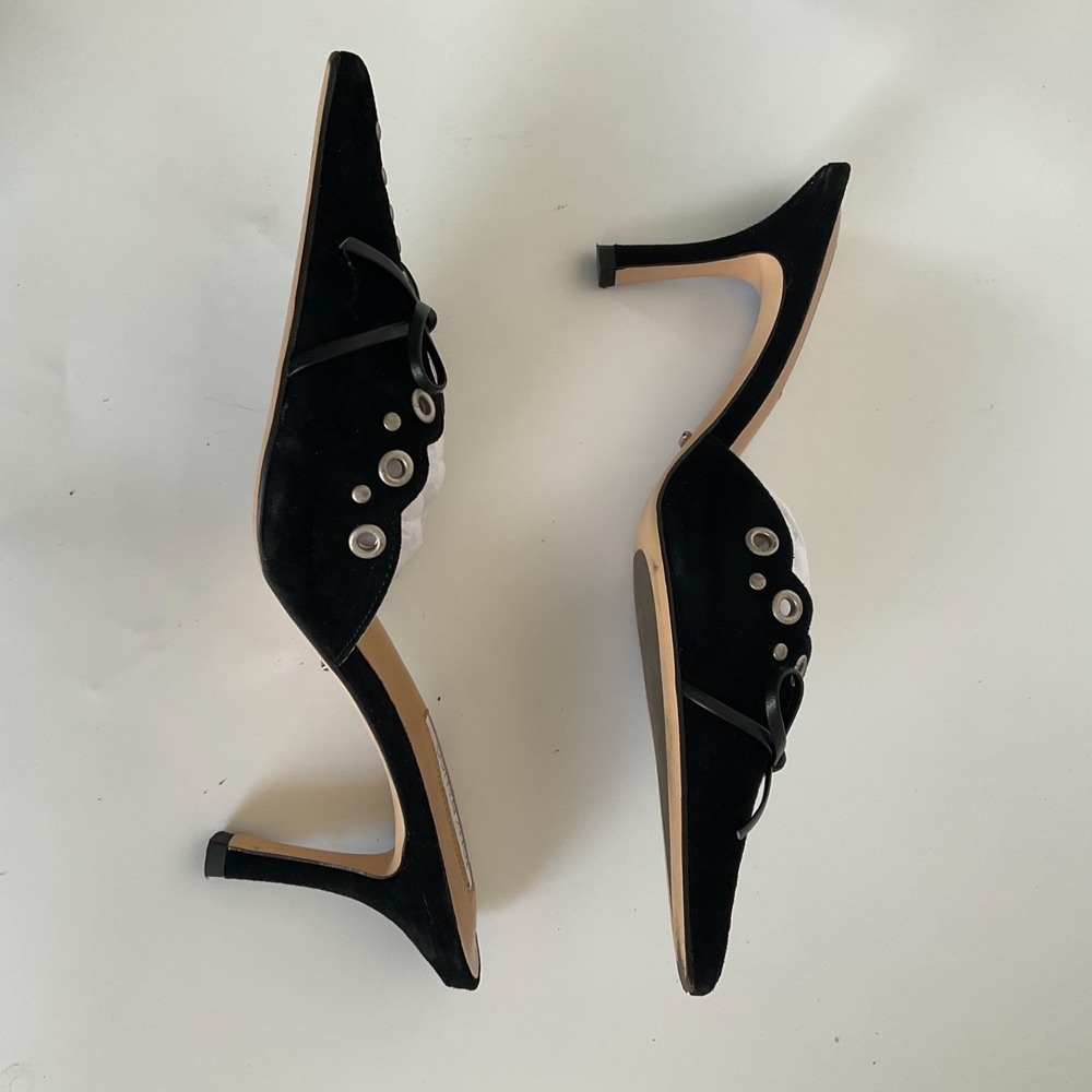 Tony Bianco Revolve Mule Heels Stiletto Shae Pointed Toe Dressy Bow Chic Size 7 - Picture 5 of 15
